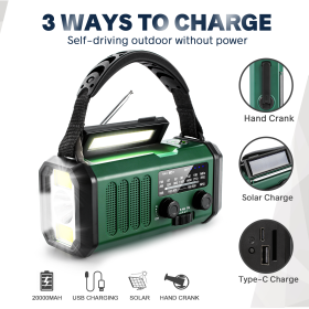 EXTERNE POWERBANK SOLAIRE RADIO 20.000 mAh