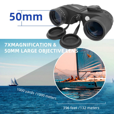 BINOCOLO 7X50 IMPERMEABILE CON BUSSOLA