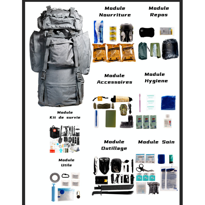 KIT ULTRA-COMPLETO DI EVACUAZIONE E SOPRAVVIVENZA 72H
