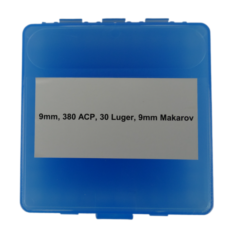 Caja de almacenamiento para 100 municiones 9X19, 380 ACP, 30 Luger, 9mm Makarov