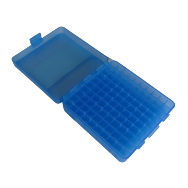 Storage box for 100 rounds of 9X19, 380 ACP, 30 Luger, 9mm Makarov
