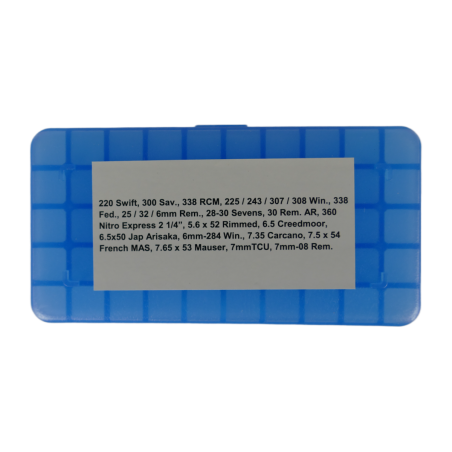 CAJA DE ALMACENAMIENTO PARA 50 MUNICIONES 308 Win., 6.5 Creedmoor, 243