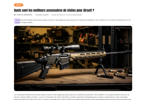 L’Armurerie Fiesinger met en avant nos produits dans son guide sur les meilleurs accessoires de visée pour l’airsoft