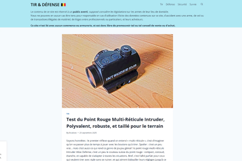 Tir & Défense Belgique met à l’honneur le point rouge Intruder d’Atlas Defense